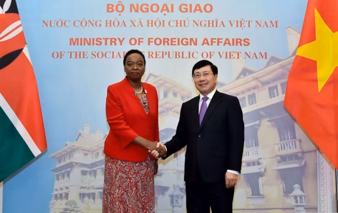 Phó Thủ tướng, Bộ trưởng Ngoại giao Phạm Bình Minh hội đàm với Bộ trưởng Ngoại giao nước Cộng hòa Kenya Monica Juma. Ảnh: VGP