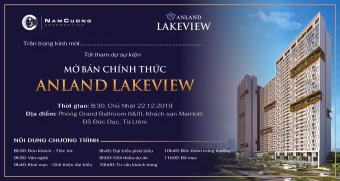 Sự kiện Lễ Mở bán chính thức dự án Anland Lakeview diễn ra vào ngày 22/12/2019.