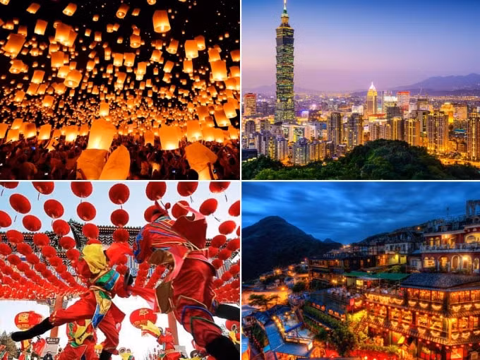 Thả đèn trời cầu may ở Đài Loan.
