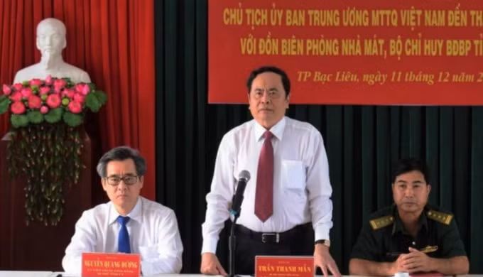 Đồng chí Trần Thanh Mẫn, Bí thư Trung ương Đảng, Chủ tịch UBTƯ MTTQ Việt Nam phát biểu tại buổi làm việc.