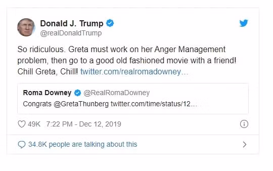 Ông Trump phản ứng trên Twitter.