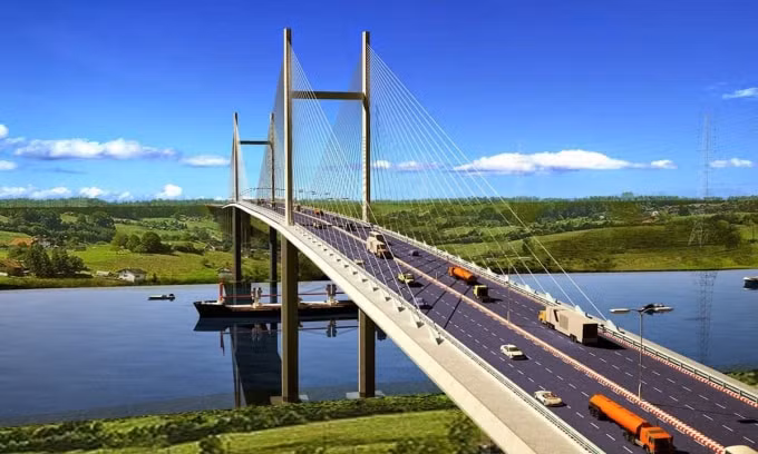 Dự án cầu Cát Lái qua sông Đồng Nai đã có từ lâu, nhưng đến nay vẫn còn nằm trên giấy. Ảnh: Mô phỏng.