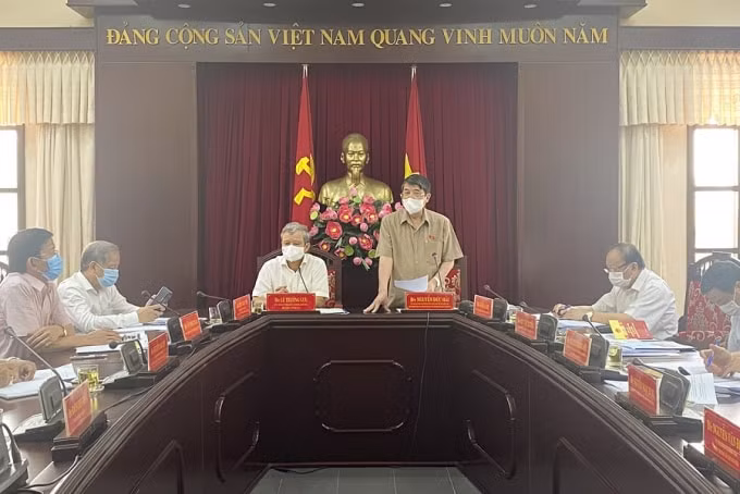 Phó Chủ tịch Quốc hội Nguyễn Đức Hải phát biểu tại buổi làm việc với Ủy ban bầu cử tỉnh Thừa Thiên - Huế.