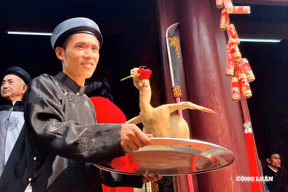 Người dân dâng gà