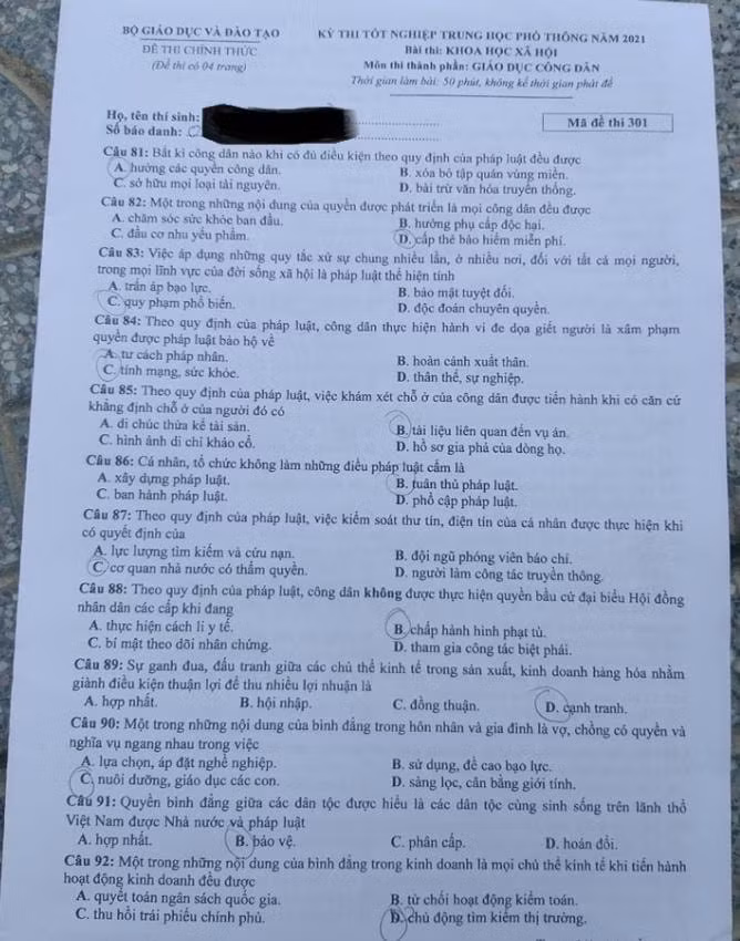 Thí sinh tự tin về bài thi môn Đại lý, Giáo dục công dân, lo lắng môn Lịch sử ảnh 2