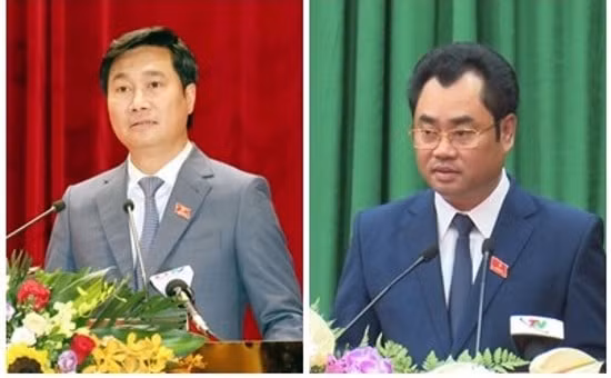 Chủ tịch UBND tỉnh Quảng Ninh Nguyễn Tường Văn (trái) và Chủ tịch UBND tỉnh Thái Nguyên Trịnh Việt Hùng (phải)