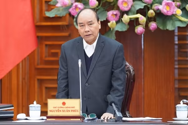 Thủ tướng Nguyễn Xuân Phúc phát biểu tại phiên họp Thường trực Chính phủ về chuẩn bị phục vụ Tết Nguyên đán. Ảnh: VGP