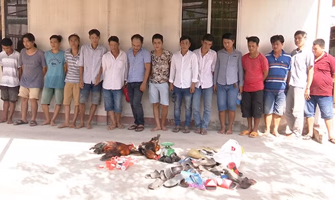 Các đối tượng bị bắt giữ cùng tang vật. Ảnh: TL
