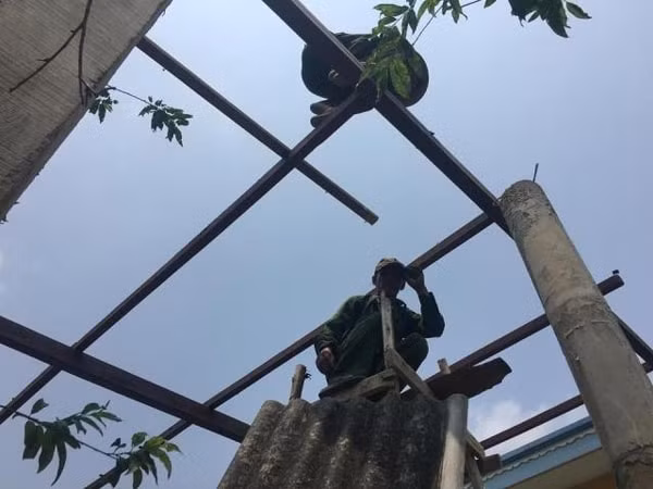 Tháng 4/2019, một trận lốc xoáy kèm theo mưa đá đã gây thiệt hại nặng cho &nbsp;huyện Bố Trạch, tỉnh Quảng Bình. Ảnh: DV