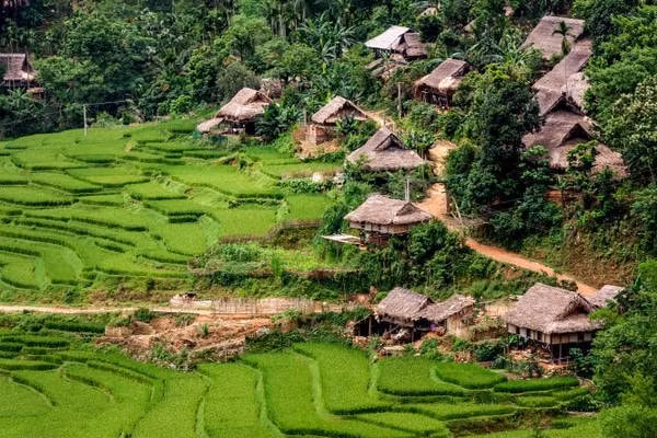Những nhà sàn nguyên sơ của người Thái tại Kho Mường, xã Thành Sơn, huyện Bá Thước, tỉnh Thanh Hóa.
