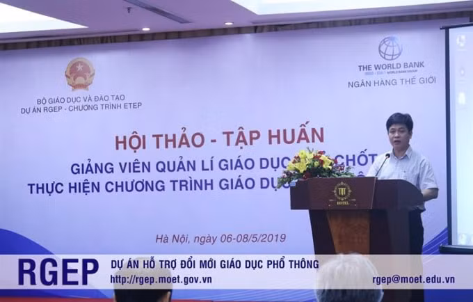 Tập huấn giảng viên quản lý giáo dục chủ chốt chuẩn bị thực hiện chương trình Giáo dục phổ thông mới (nguồn BQLDA RGEP).