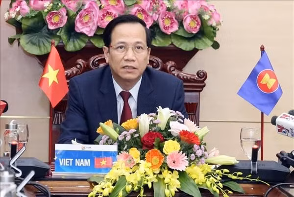 Bộ trưởng Bộ Lao động - Thương binh và Xã hội Việt Nam Đào Ngọc Dung phát biểu tại Hội nghị. Ảnh: TTXVN