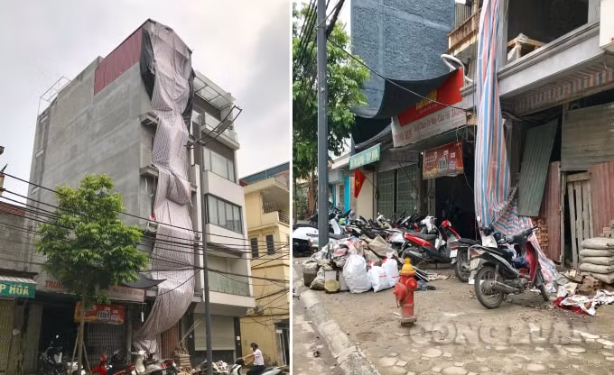 Công trình số 88 Tứ Liên nằm cách UBND phường Tứ Liên không xa đang được gấp rút hoàn thiện, vật liệu xây dựng để ngổn ngang trên vỉa hè