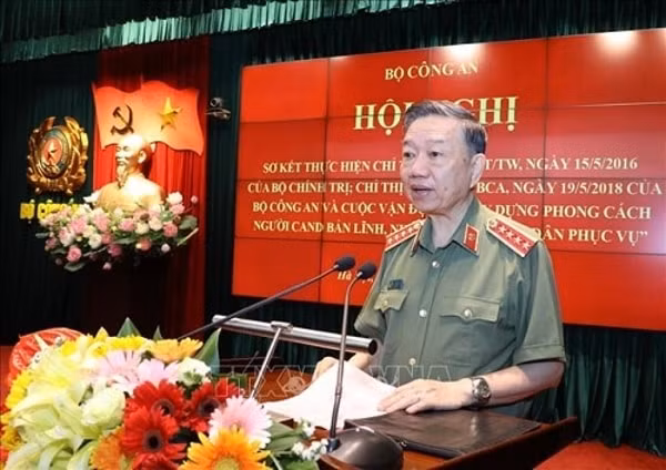 Đại tướng Tô Lâm, Bộ trưởng Bộ Công an phát biểu tại Hội nghị. Ảnh: TTXVN