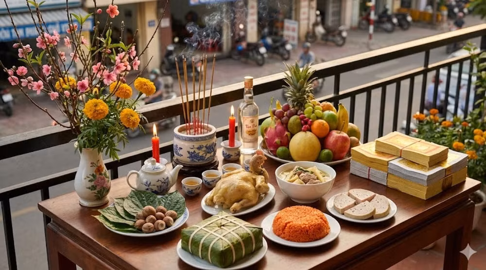 Mâm cúng Tất niên truyền thống của gia đình Việt trong chiều cuối năm âm lịch - Ảnh minh họa