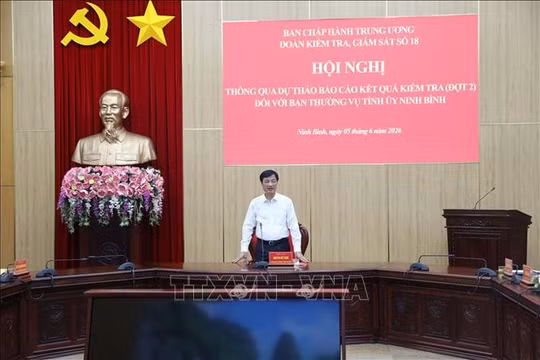 Đoàn kiểm tra, giám sát của Bộ Chính trị, Ban Bí thư làm việc với Tỉnh ủy Ninh Bình