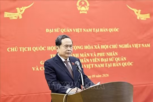 Chủ tịch Quốc hội Trần Thanh Mẫn phát biểu. Ảnh: Doãn Tấn/TTXVN