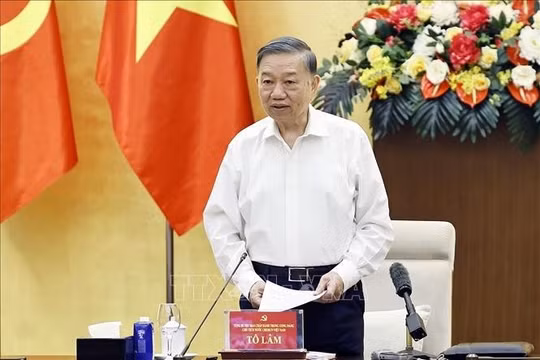 Tổng Bí thư, Chủ tịch nước Tô Lâm, Trưởng Đoàn Kiểm tra, giám sát số 218 phát biểu. Ảnh: TTXVN.
