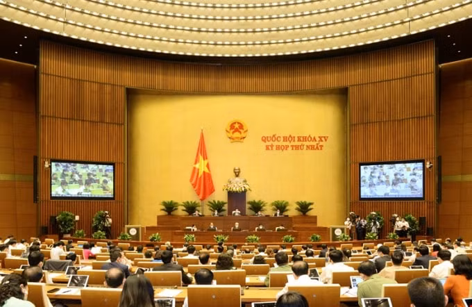 Quang cảnh phiên thảo luận sáng nay của Quốc hội.