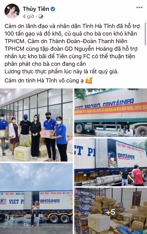 Chia sẻ của ca sỹ Thủy Tiên bị cho là 