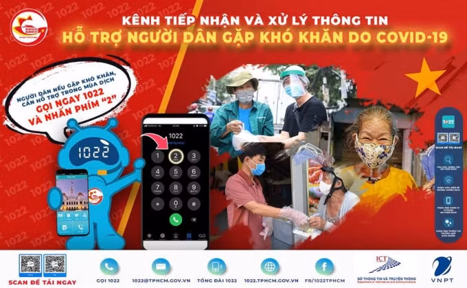 Đường dây nóng 1022 hỗ trợ người dân gặp khó khăn vì Covid-19 bắt bắt đầu hoạt động từ 20 giờ tối 22/7.