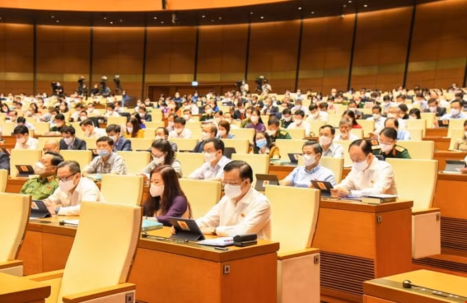 Các đại biểu Quốc hội tham dự phiên họp sáng nay (22/7).