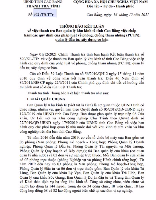 nhieu sai pham tai ban quan ly khu kinh te tinh cao bang hinh 2