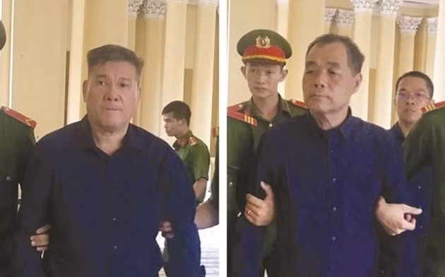 Các bị cáo Dương Thanh Cường (trái) và Trầm Bê