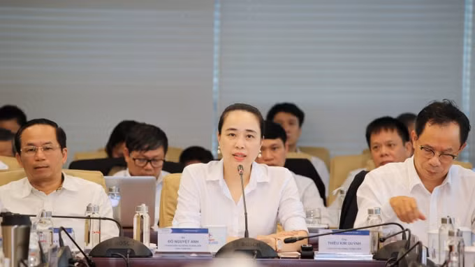 Bà Đỗ Nguyệt Ánh – Thành viên HĐTV, Tổng Giám đốc EVNNPC phát biểu tại buổi họp.