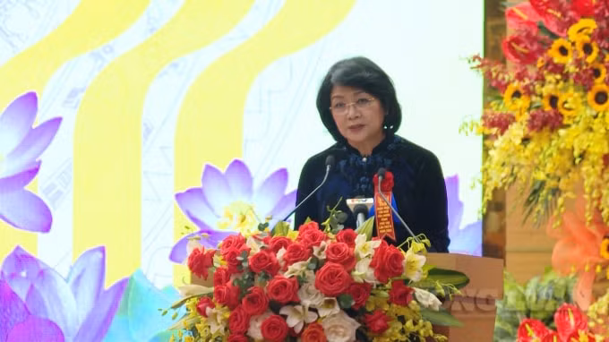 Phó Chủ tịch nước Đặng Thị Ngọc Thịnh phát biểu tại Đại hội.