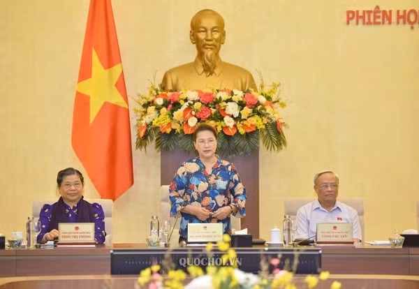 Chủ tịch Quốc hội Nguyễn Thị Kim Ngân phát biểu bế mạc Phiên họp. Ảnh: quochoi.vn