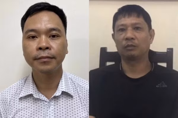 Bùi Quốc Việt (phải) và Võ Việt Hùng bị khởi tố, bắt tạm giam. Ảnh: Bộ Công an