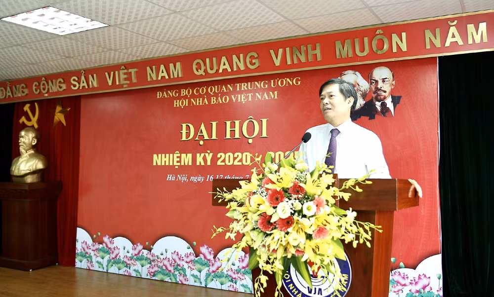 Đồng chí Đỗ Ngọc An, Phó Bí thư Đảng ủy Khối các cơ quan Trung ương phát biểu tại Đại hội. Ảnh Sơn Hải