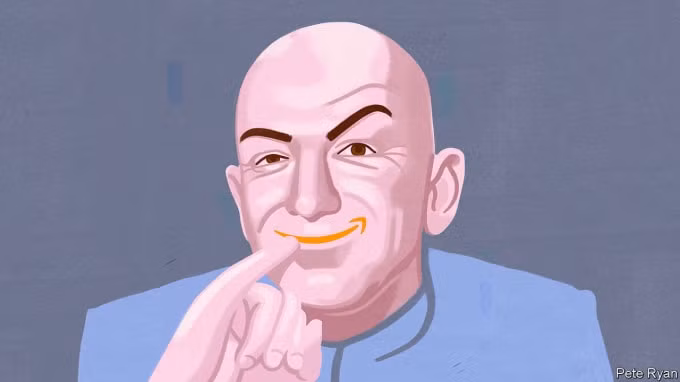 Hình vẽ ông chủ Amazon. Ảnh: Pete Ryan/Economist