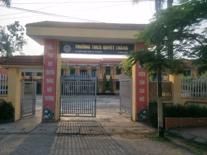 Trường THCS Quyết Thắng - Nơi xảy ra sự việc. Ảnh: Dương Lâm