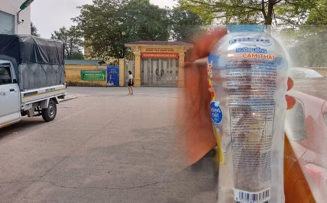 9 học sinh ở Nghệ An bị đau bụng, buồn nôn sau khi uống nước ngọt miễn phí ở cổng trường. Ảnh: thuongtruong.com.vn