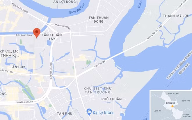 Hỏa hoạn xảy ra trên đường 5K, quận 7. Ảnh: Google Maps