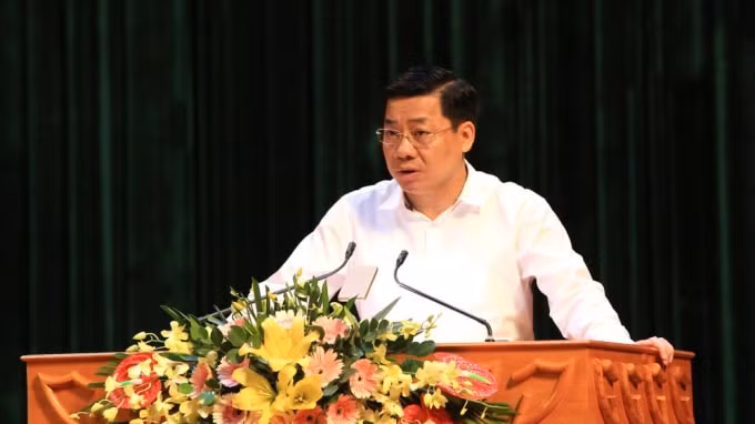 Ông Dương Văn Thái - UVTƯ Đảng, Bí thư Tỉnh ủy Bắc Giang phát biểu chỉ đạo tại hội nghị. Ảnh: Hữu Trình