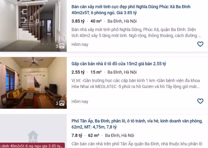 Nhà 15 m2, có giá 1,55 tỷ đồng. Tương đương 170 triệu đồng/m2.