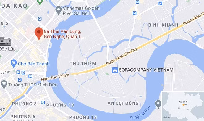 Hỏa hoạn xảy ra trên đường Thái Văn Lung, quận 1. Ảnh: Google Maps
