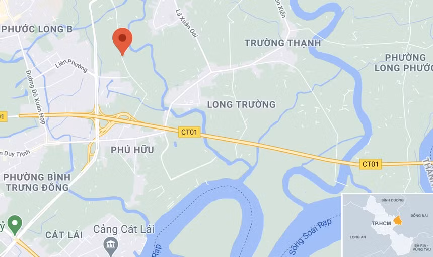 Vụ cháy xảy ra trên đường Bưng Ông Thoàn, TP. Thủ Đức. Ảnh: Google Maps.