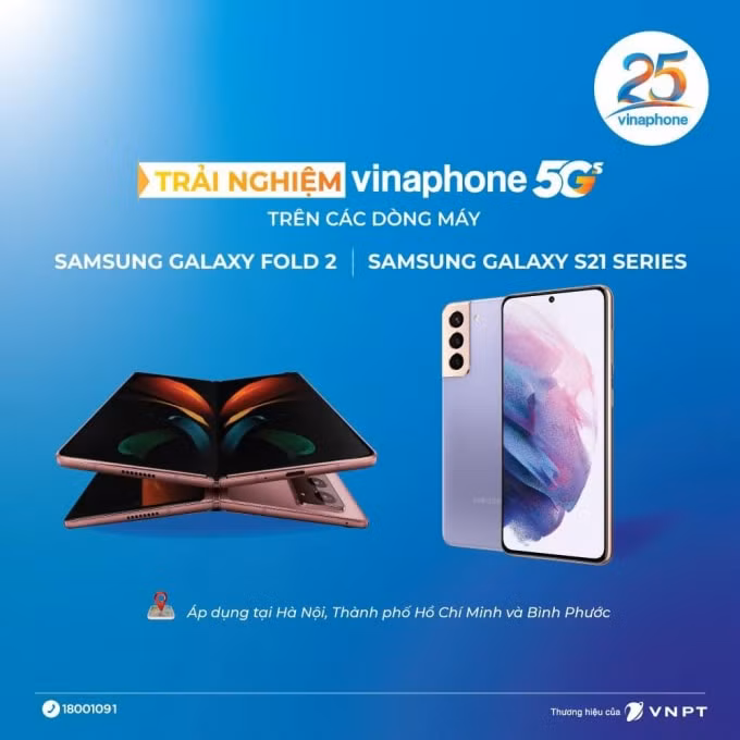 Samsung Fold2 và S21 đã dùng được VinaPhone 5G.