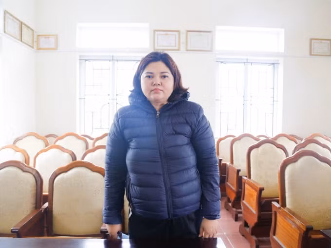 Đối tượng Đoàn Thị Oanh tại cơ quan điều tra.