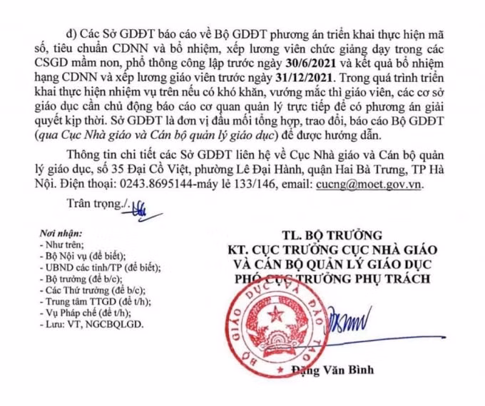 Bộ GD-ĐT chỉ đạo về việc bổ nhiệm và xếp lương giáo viên. Ảnh: TL