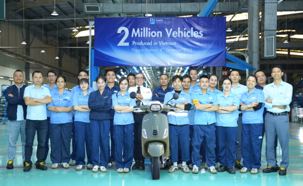 Chiếc xe máy thứ 2 triệu được xuất xưởng tại nhà máy Piaggio Việt Nam - Ảnh: Piaggio