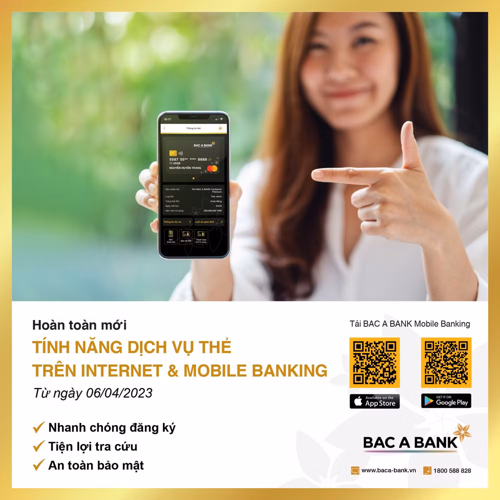 bac a bank cap nhat tinh nang dich vu the tren internet va mobile banking hinh 1