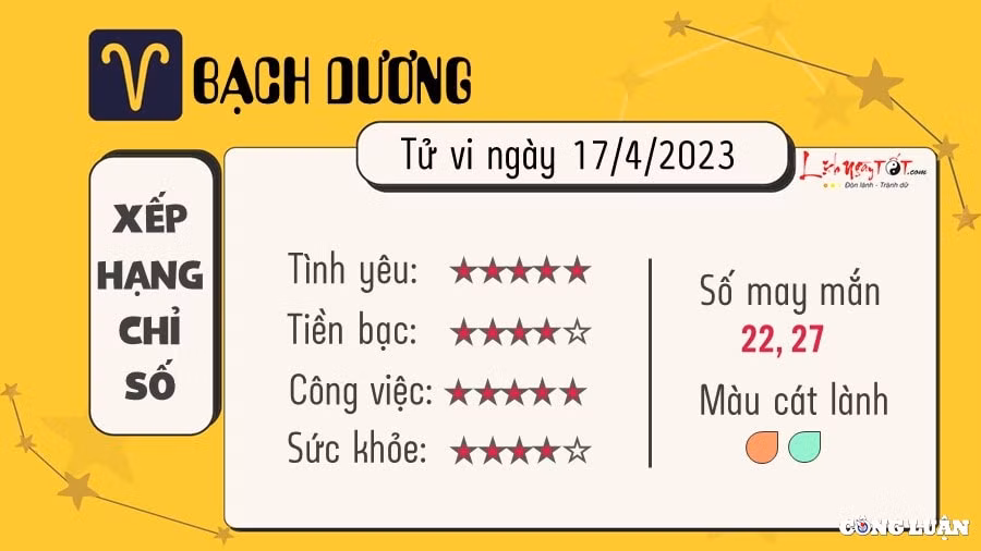 tu vi hom nay thu 2 ngay 17 4 2023 cua 12 cung hoang dao hinh 1