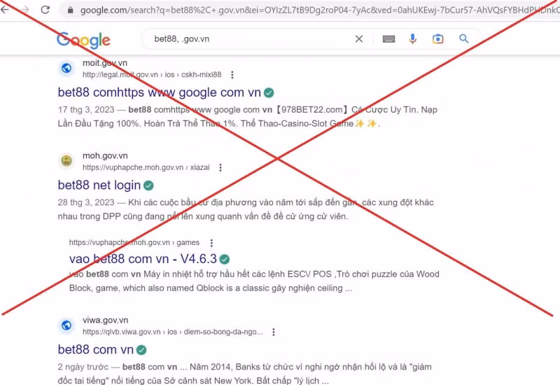 nhieu website ten mien govvn cua co quan nha nuoc bi chen link quang cao co bac ca do hinh 1