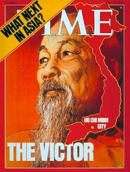 Hình ảnh Chủ tịch Hồ Chí Minh trên trang bìa của tạp chí Time, số ra ngày 12/5/1975, mang dòng chữ 
