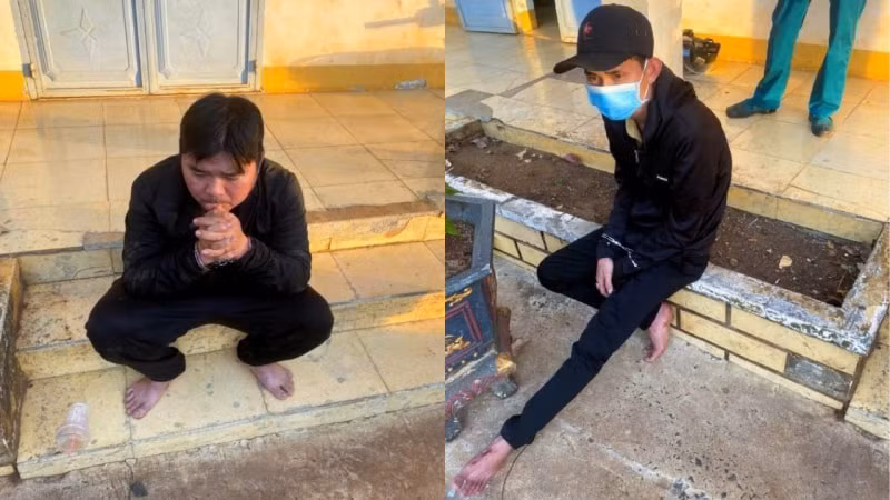 Đối tượng Phạm Hồng Anh và Lê Văn Phụng tại cơ quan Công an